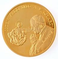 Bognár György (1944-) / Lebó Ferenc (1960-) 1991. II. János Pál pápa látogatása - Szombathely aranyozott fém emlékérem díszdobozban (65mm) T:1 (eredetileg PP)