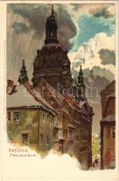 Dresden, Frauenkirche. Kuenstlerpostkarte No. 2100. von Ottmar Zieher litho s: P. Hey