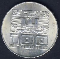 Ausztria 1975. 100Sch Ag "20 éves az Államszerződés" T:2