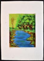 Kolozsvári jelzéssel: Folyópart. Olaj, papír. 24x18 cm