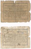 1849. 15Kr + 30Kr "Kincstári utalvány" T:IV szakadás, anyaghiány Adamo G102,G103