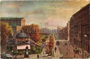 Hannover, Georgstrasse / street view, tram, kiosk. Raphael Tuck & Sons "Oilette" Serie Hannover No. 630 B.  (EK)