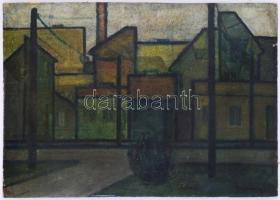 Barcsay jelzéssel: Kereszteződés. Olaj, karton, sérült. 30x43 cm