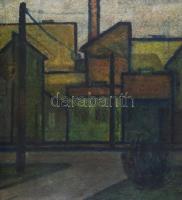 Barcsay jelzéssel: Kereszteződés. Olaj, karton, sérült. 30x43 cm