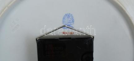 Herendi Viktória mintás falióra, kézzel festett, jelzett, apró kopásnyomokkal, müködik, d: 28 cm