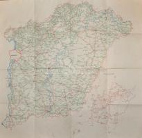 1970 Magyarország Autóbuszhálózata, 1970-71. Bp., 1970., Kartográfiai Vállalat, 66x68 cm