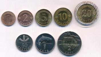 Lettország 1992-2003. 1s - 2L (8xklf) forgalmi sor T:1- Latvia 1992-2003. 1 Santims - 2 Lati (8xdiff) coin set C:AU
