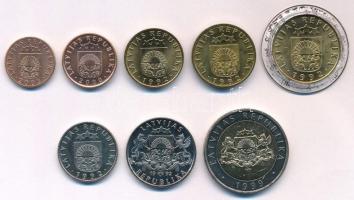 Lettország 1992-2003. 1s - 2L (8xklf) forgalmi sor T:1-
Latvia 1992-2003. 1 Santims - 2 Lati (8xdif...