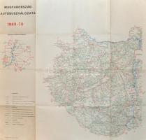 1969 Magyarország Autóbuszhálózata, 1969-70. Bp., 1969., Kartográfiai Vállalat, 66x69 cm.