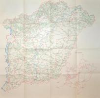 1969 Magyarország Autóbuszhálózata, 1969-70. Bp., 1969., Kartográfiai Vállalat, 66x69 cm