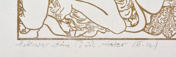 Hokusai után Török mester (XX. sz.) jelzéssel: Szeretkező japán pár (erotikus-pornográf grafika). Fa...