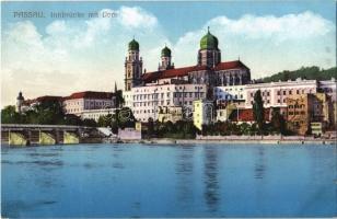 Passau, Innbrücke mit Dom / cathedral, bridge. Verlag R. Brückner