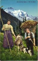 Alps, Auf den Alpen / Sur les Alpes / Swiss folklore. Ansichtskartenverlag A.-G. Bern
