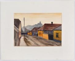 Dobroszláv József (1932-2016): Veszprémi utca. Akvarell, papír, jelzett, datált (1969), paszpartuban...