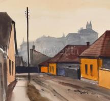 Dobroszláv József (1932-2016): Veszprémi utca. Akvarell, papír, jelzett, datált (1969), paszpartuban...