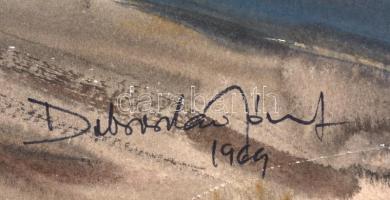 Dobroszláv József (1932-2016): Veszprémi utca. Akvarell, papír, jelzett, datált (1969), paszpartuban...