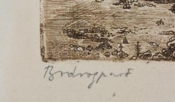 Gross Arnold (1929-2015): Bodrogpart. Rézkarc, papír, jelzett, üvegezett fa keretben, 23×30,5 cm