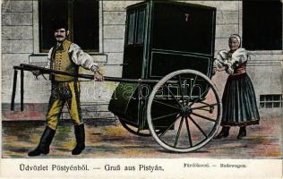 Pöstyén, Pistyan, Piestany; fürdőkocsi / Der Infanterist, Badewagen / spa carriage