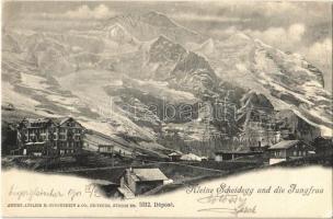 1901 Jungfrau, Kleine Scheidegg und die Jungfrau / mountains, tourist hotel. Artist. Atelier H. Guggenheim & Co. (EK)
