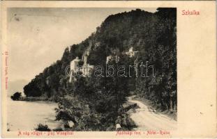 1909 Vágsziklás, Szkalka-Benedek, Skalka nad Váhom (Trencsénteplic, Trencianske Teplice); Vágvölgy. Apátsági romok. Gansel Lipót 43. / abbey ruins in Povazie, Váh valley
