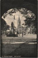 Den Haag, s-Gravenhage, The Hague; Buitenhof / street view, tram, church. Weenenk & Snel (EB)