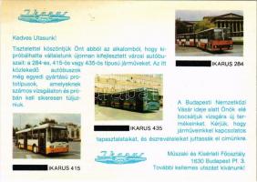 cca 1985-1990 Ikarus 284,415, és 425 autóbuszok reklámkártyája, 10x15 cm