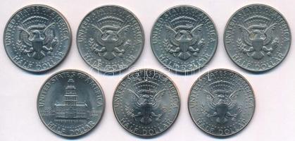 Amerikai Egyesült Államok 1971-2010. 1/2$ Cu-Ni "Kennedy" (7x,5klfl) T:1-,2 
USA 1971-201...