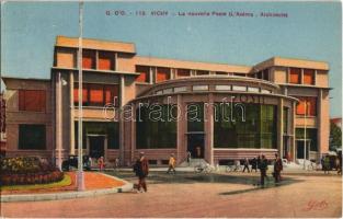 1937 Vichy, La nouvelle poste (LAzéma, Architecte) / the new post office, bicycles, automobile (EK)