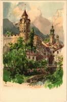 Hall in Tirol, Münzturm / tower. Kuenstlerpostkarte No. 1622. von Ottmar Zieher Kunstanstalt litho s: Compton