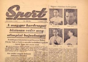 1956 Sport. I. évf. 3-13. sz., 1956. nov. 28-dec. 9., lyukasztás nyomokkal, felvágott lapokkal, közt...