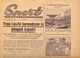 1956 Sport. I. évf. 3-13. sz., 1956. nov. 28-dec. 9., lyukasztás nyomokkal, felvágott lapokkal, közt...