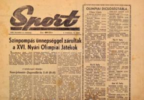 1956 Sport. I. évf. 3-13. sz., 1956. nov. 28-dec. 9., lyukasztás nyomokkal, felvágott lapokkal, közt...