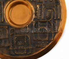 Máté János (1938-2014): Bronz falitányér, hátulján forrasztásnyom és dátum (1971), d: 27 cm