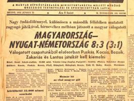 1954 Népsport 4 db a labdarúgó világbajnoksággal és az Aranycsapattal foglalkozó száma (X. évf. 122....