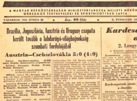 1954 Népsport 4 db a labdarúgó világbajnoksággal és az Aranycsapattal foglalkozó száma (X. évf. 122....
