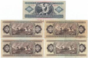 1975. 20Ft + 1980. 50Ft (2x) sorszámkövetők+ 1983. 50Ft + 1989. 50Ft T:II,III fo.  
Adamo F16, F22,...