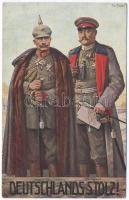Deutschlands Stolz! / Wilhelm II and Paul von Hindenburg, German military, Wohlfahrts-Karte der Rotes Kreuz s: Art. Fischer (fl)