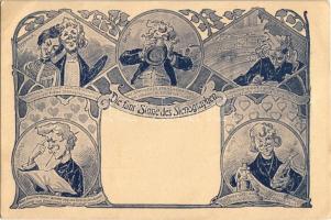 Die fünf Sinne des Stenographen / The five senses of the stenographers, humour. Art Nouveau (EK)