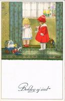 Boldog Újévet! / New Year greeting Children art postcard. M.M. Nr. 878. s: Pauli Ebner