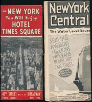 cca 1930 New Yorkkal kapcsolatos prospektus és New York Central System vasúti menetrend, 2 db, angol nyelven.