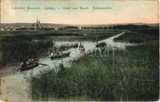 1911 Ruszt, Rust am Neusiedlersee; Totalansicht / látkép, evezős csónakok a Fertő tavon. Tremmel Vilmos kiadása / general view, rowing boats (kopott sarkak / worn corners)
