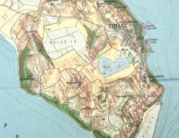 1928 Tihanyi félsziget, Magyar Fürdőtérképek 6., 1: 20.000, Bp., M. Kir. Állami Térképészet, hajtásn...