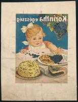 cca 1925-1930 Korintha egészség reklám nyomtatvány negatív nyomdai terve, koszos, gyűrött 21,5x16,5 cm