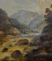 F.L. Gamerith (?-?): Hegyvidéki romantikus táj, 1900 körül. Olaj, vászon, jelzett, enyhén sérült fa ...