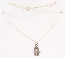 Ezüst(Ag) nyaklánc, filigrán medállal, jelzett, h: 38 cm, 2×1,3 cm, nettó: 1,7 g