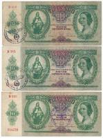1930. 100P + 1936. 10P (3x) mindegyik hamis Német Harmadik Birodalmi felülbélyegzéssel (fake overpri...