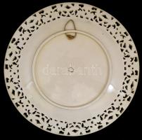 cca 1900 Josef Steidl Znaim áttört fajansz dísztál, Bradsch Emil (Aranyosmarót) dekorációval. Kézzel...