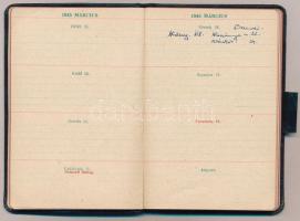 1945 Szövetkezeti bolt naptár, II. világháborús napló, bejegyzésekkel 1945 március közepétől kezdve ...