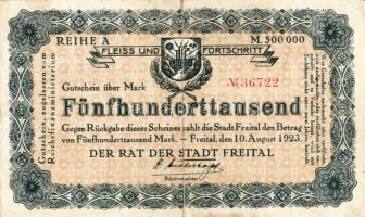 Német Birodalom/Weimari Köztársaság/Freital 1923.8.10. 500.000M T:II/III