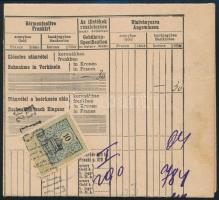 1910 DDSG hajóraklevél "PANCSOVA" belső oldalán 2 db különböző "Pancsova városi be és...